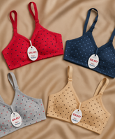 SUMMER SPECIAL COTTON BRA POLKA DOT (PACK OF 4)